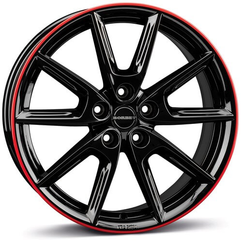 Borbet LX19 - Black Glossy Rim Red alloy wheel
