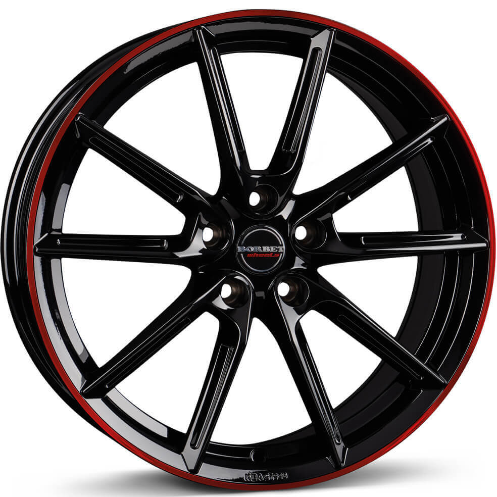 Borbet LX - Black Glossy Rim Red alloy wheel