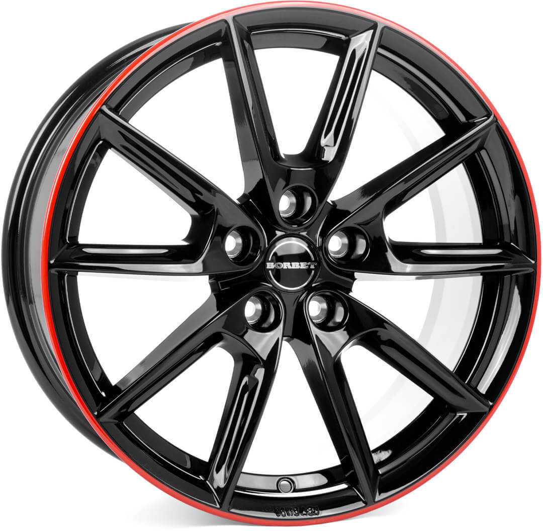Borbet LX18 - Black Glossy Rim Red alloy wheel