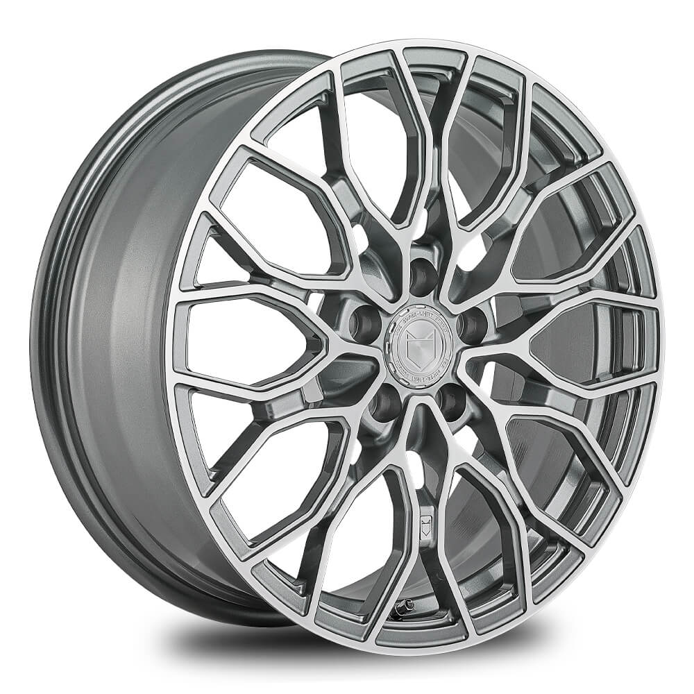 FOX FG9 - Grey Machine Face alloy wheel