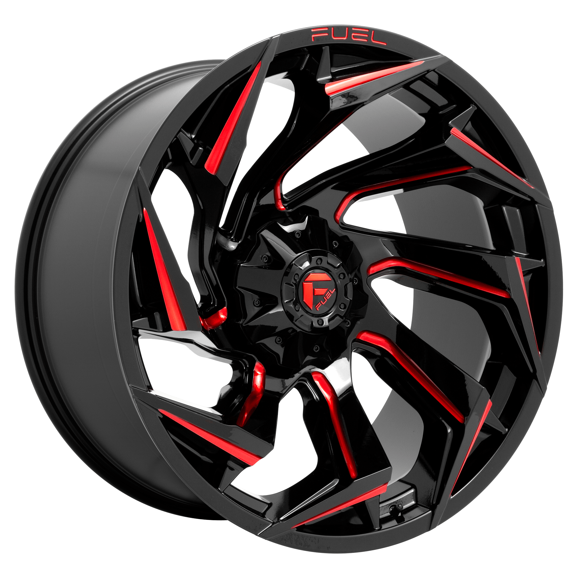 Fuel 1PC D755 REACTION - Gloss Black Milled W/ Red Tint alloy wheel