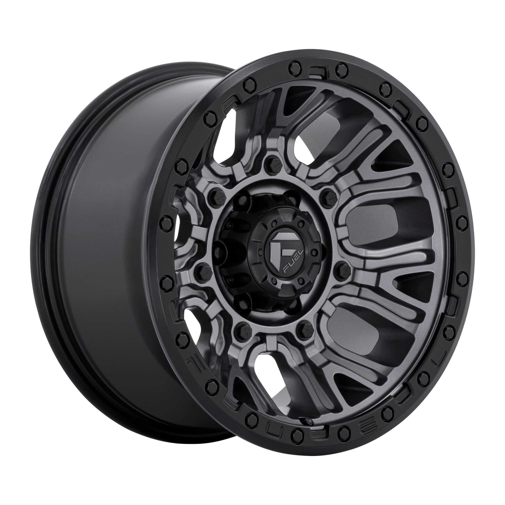 Fuel 1PC D825 TRACTION - Matte Gunmetal W/ Black Ring alloy wheel