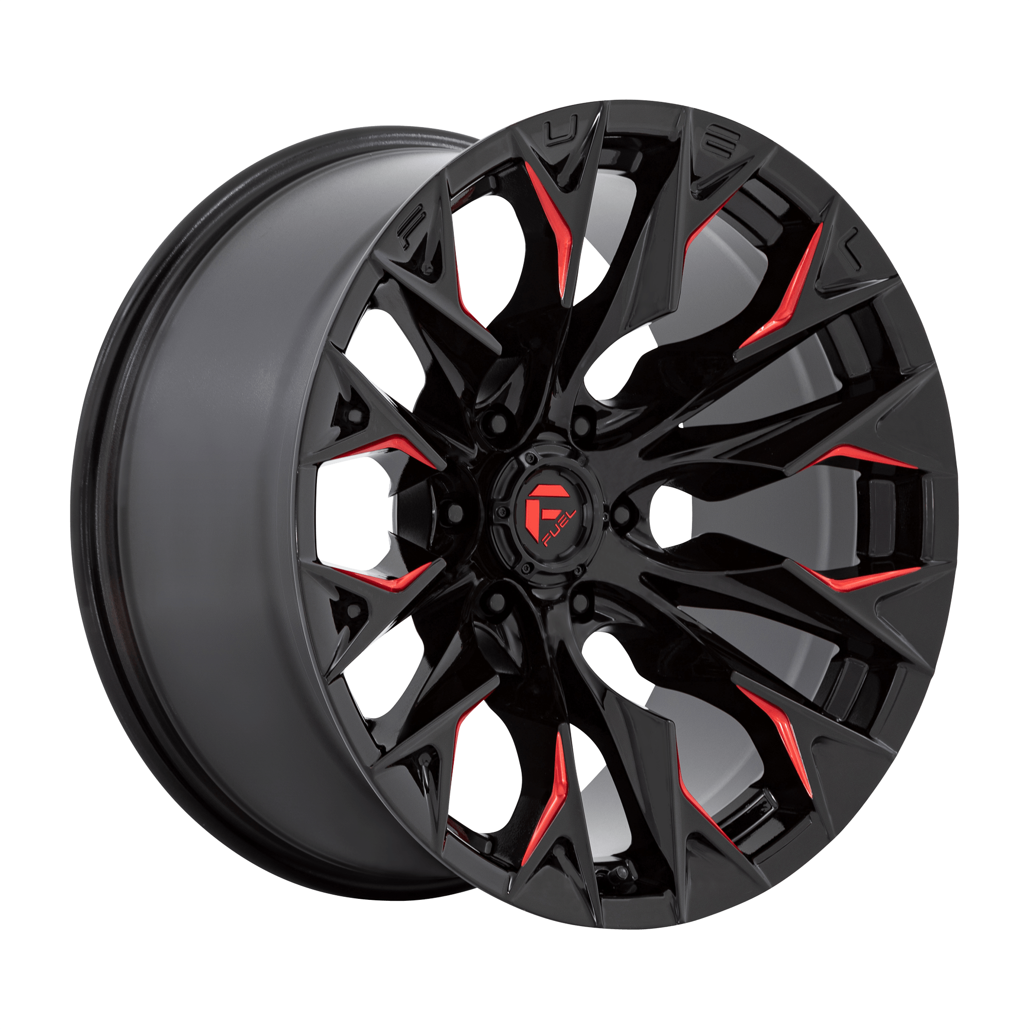 Fuel 1PC D823 FLAME - Gloss Black Milled W/ Candy Red alloy wheel