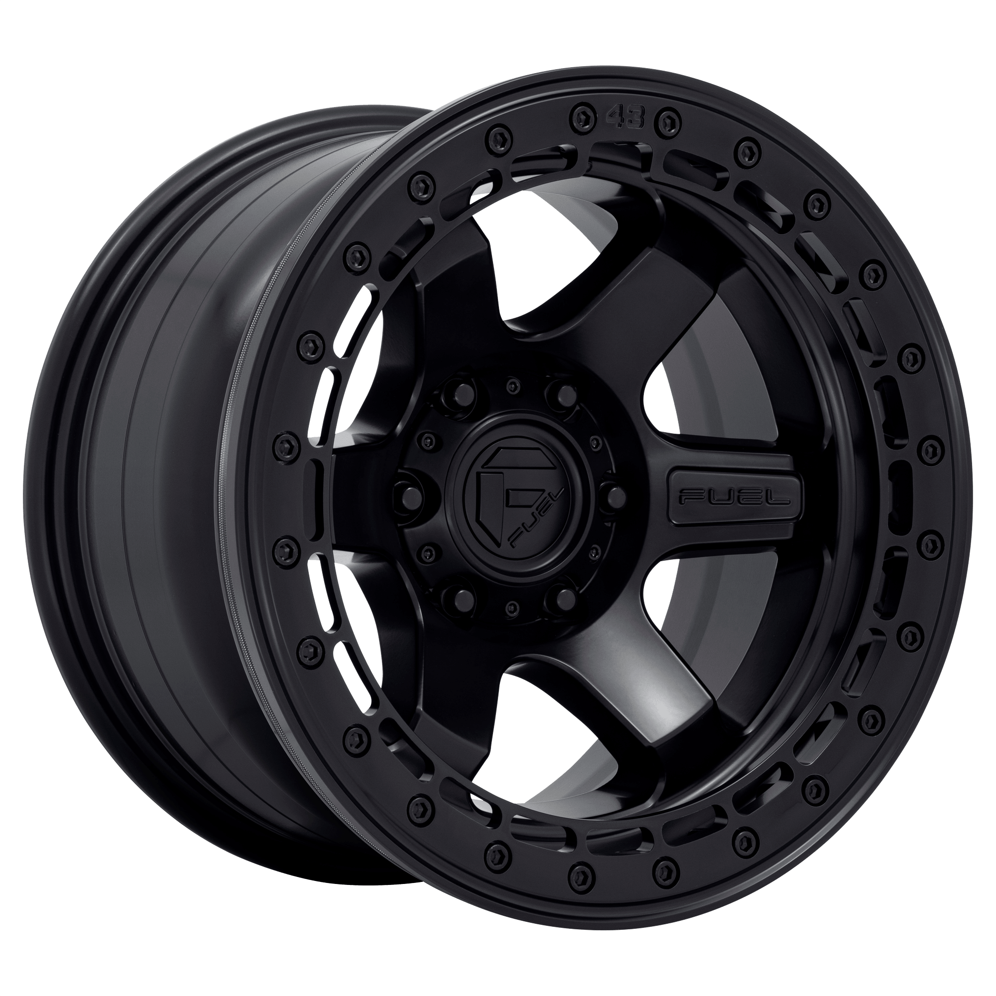 Fuel 1PC D122 BLOCK BEADLOCK Matte Black W/ Matte Black Ring Alloy Wheels