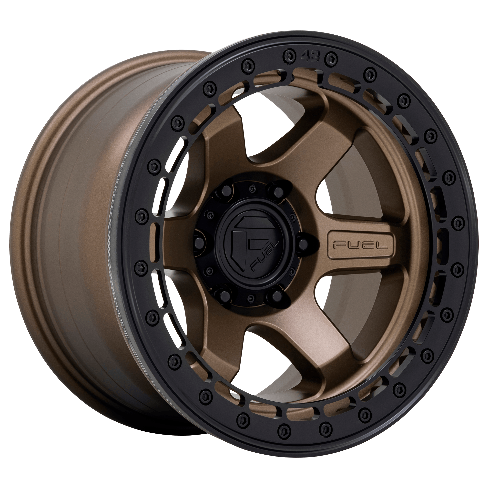 Fuel 1PC D124 BLOCK BEADLOCK - Matte Bronze W/ Matte Black Ring alloy wheel