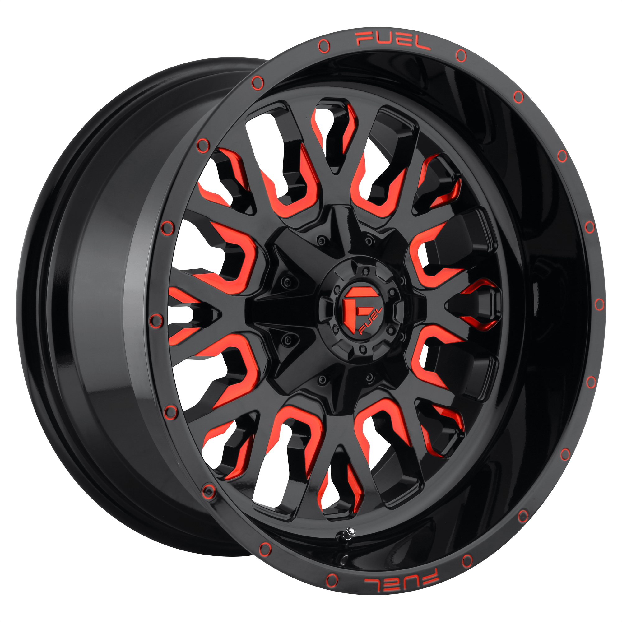Fuel 1PC D612 STROKE - Gloss Black W/ Red Tint alloy wheel