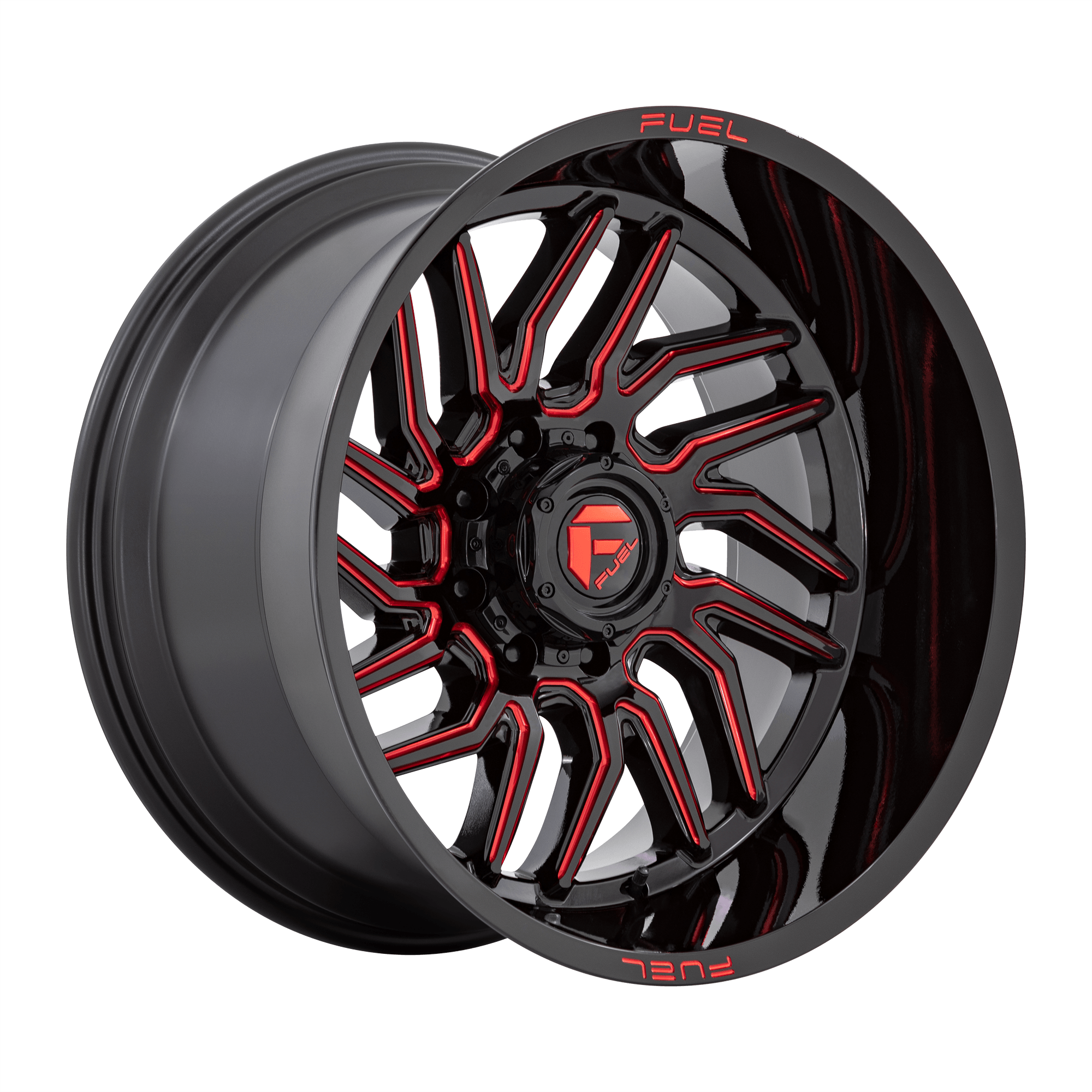 Fuel 1PC D808 HURRICANE Gloss Black Milled W/ Red Tint Alloy Wheels