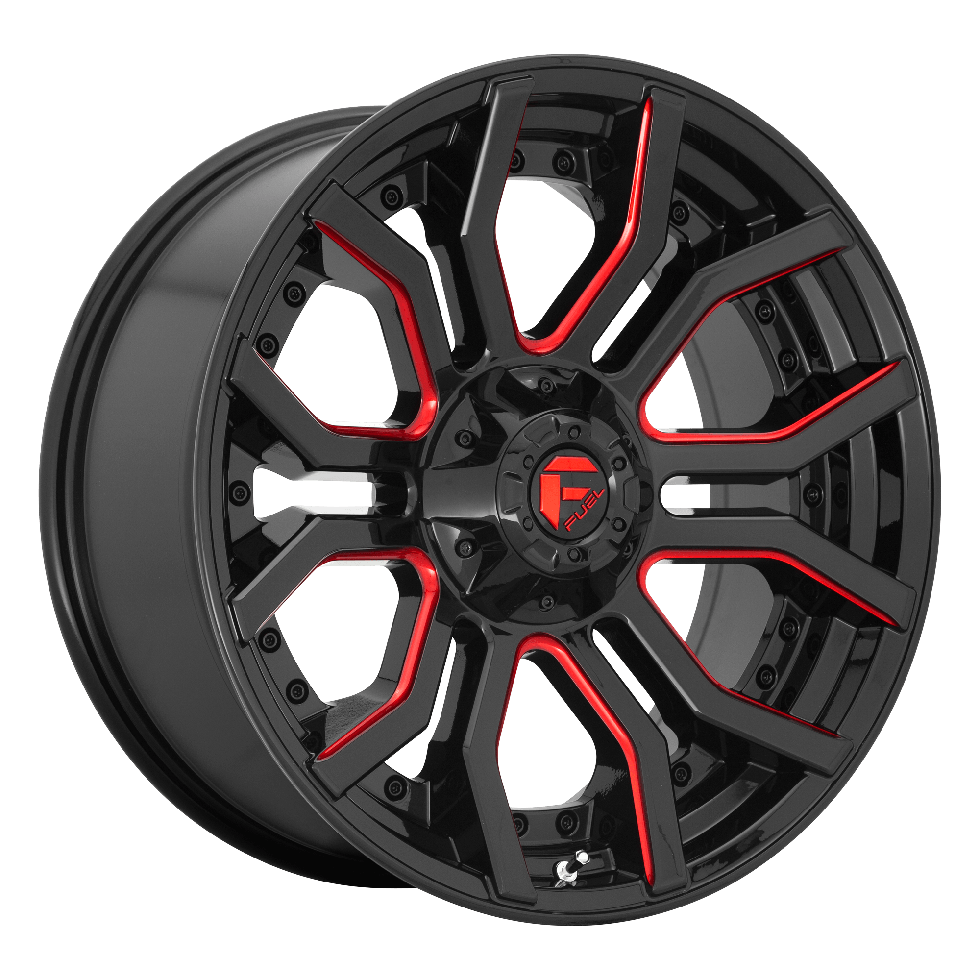 Fuel 1PC D712 RAGE - Gloss Black W/ Red Tint alloy wheel