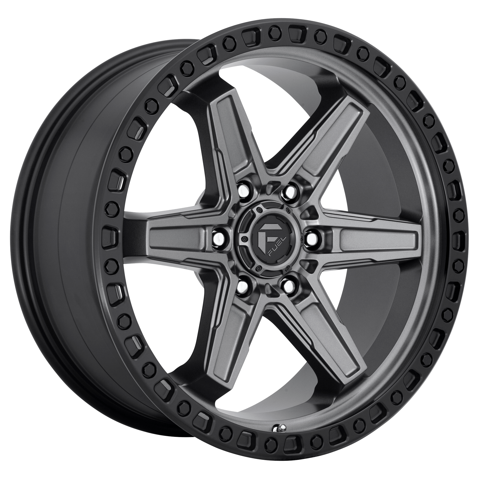 Fuel 1PC D698 KICKER Matte Gunmetal Black Bead Ring Alloy Wheels