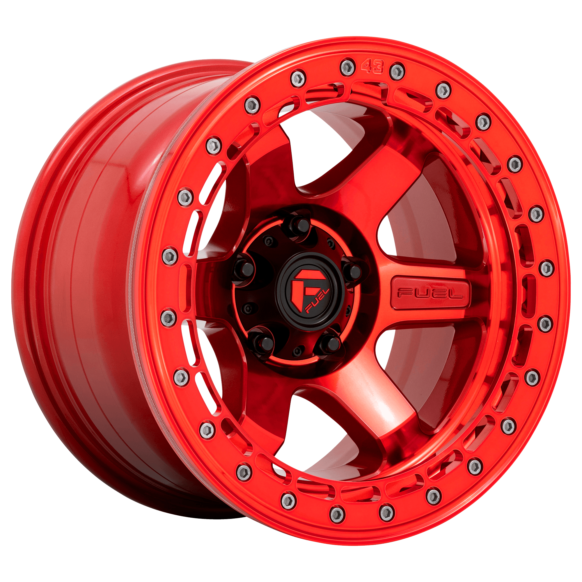 Fuel 1PC D123 BLOCK BEADLOCK Candy Red W/ Red Ring Alloy Wheels