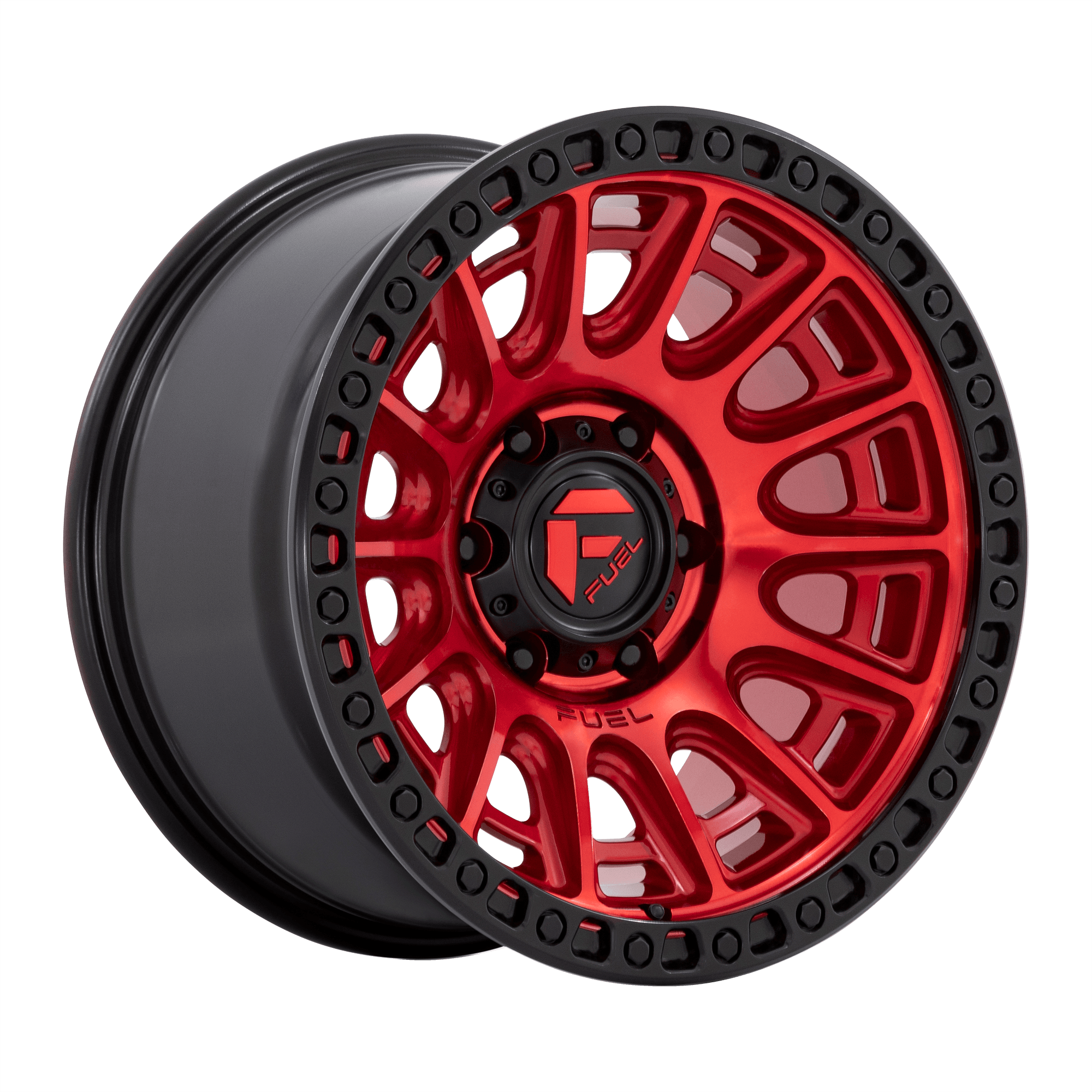Fuel 1PC D834 CYCLE - Candy Red W/ Black Ring alloy wheel