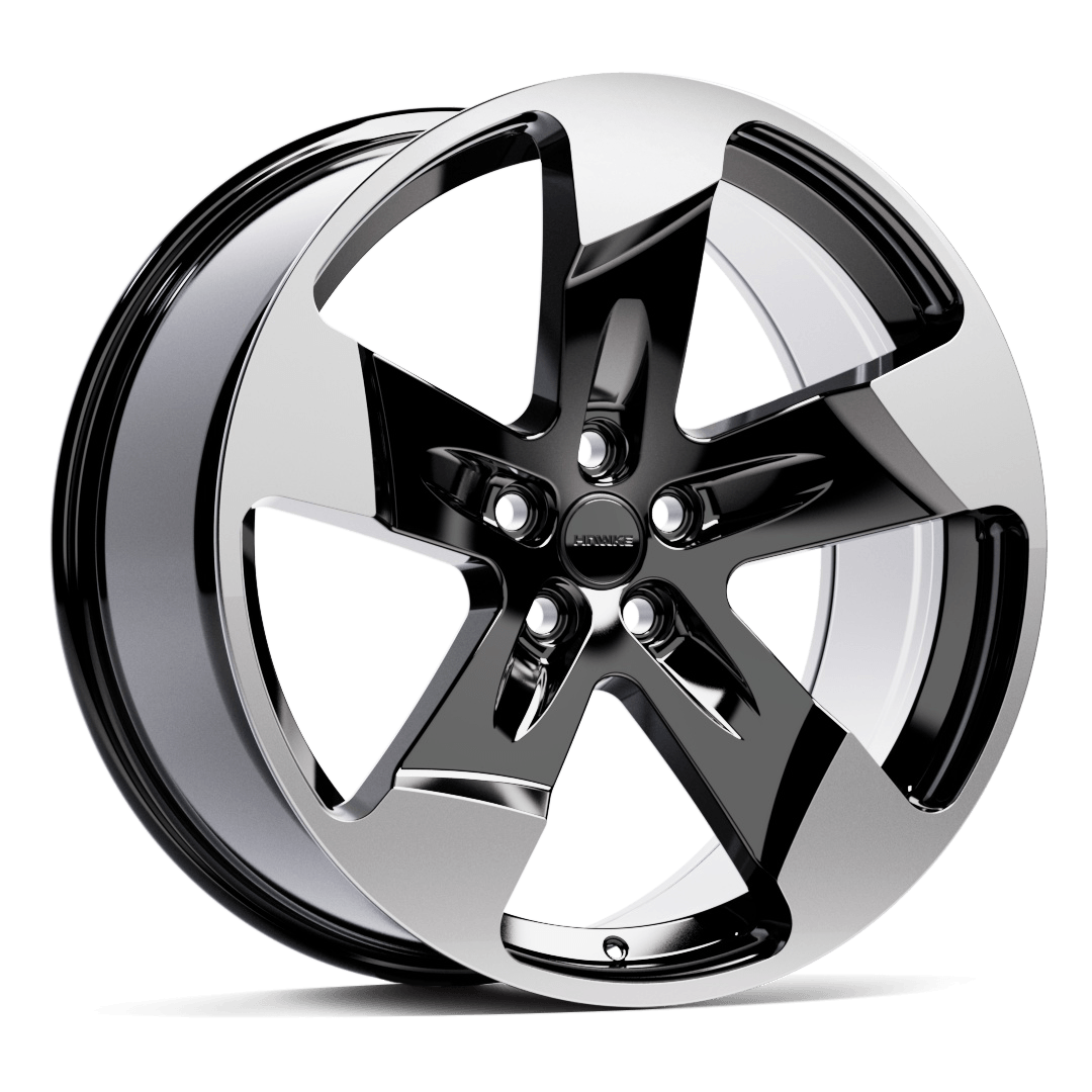HAWKE WHEELS Five Tooth - Black Polished alloy wheel