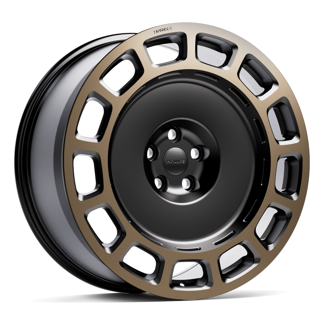 HAWKE WHEELS Octad(front) - Matt Black With Bronze alloy wheel