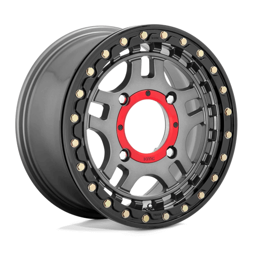 KMC Powersports KS240 RECON BEADLOCK - Gun Metal W/ Gloss Black Ring alloy wheel