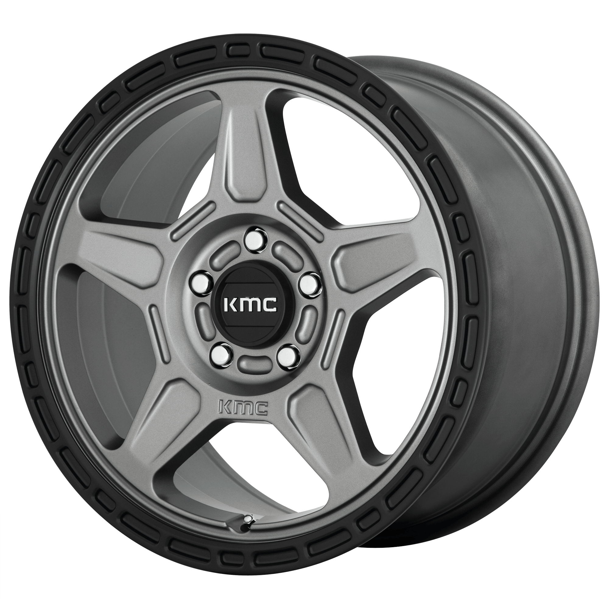 KMC KM721 ALPINE Satin Gray W/ Black Lip Alloy Wheels