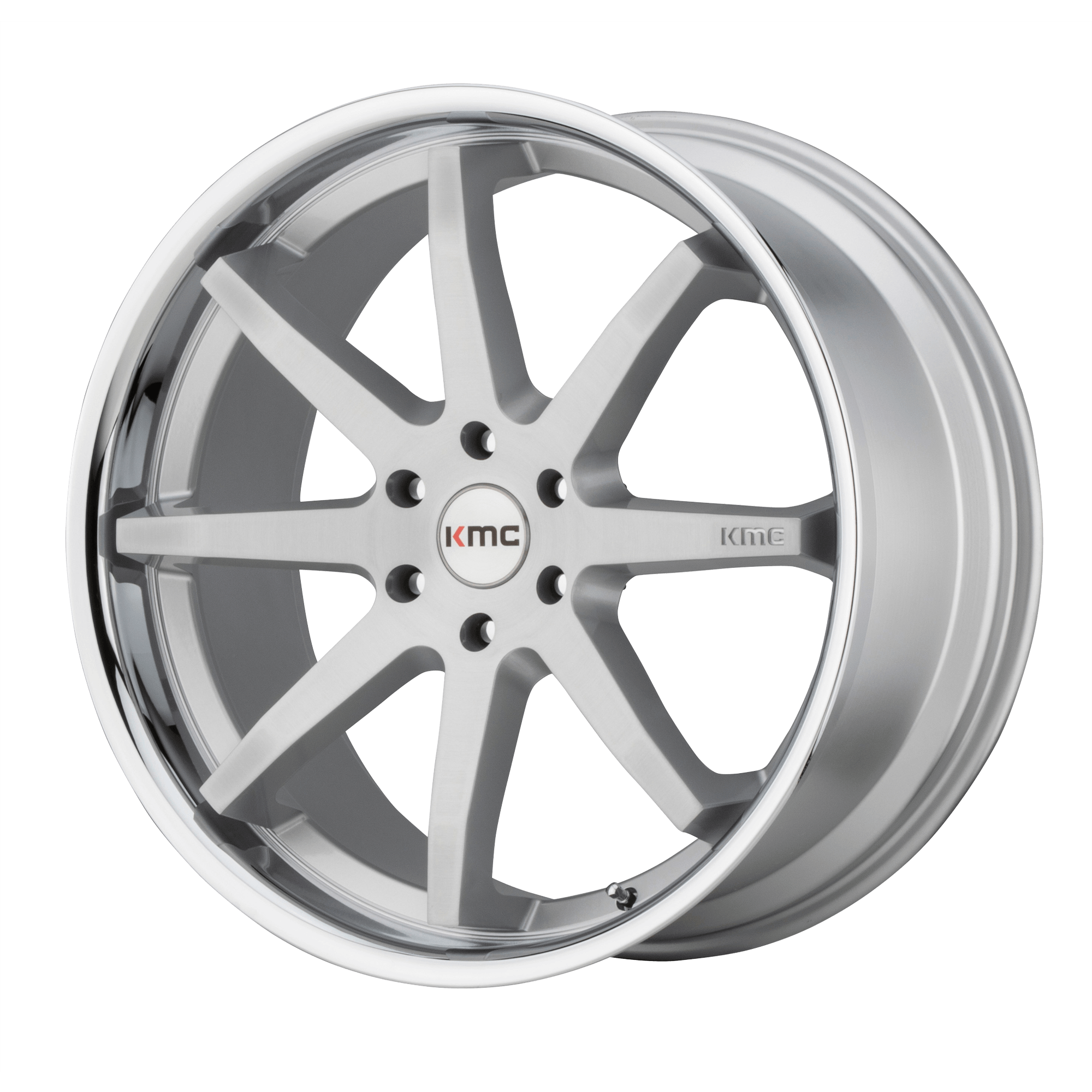 KMC KM715 REVERB Brushed Silver W/ Chrome Lip Alloy Wheels