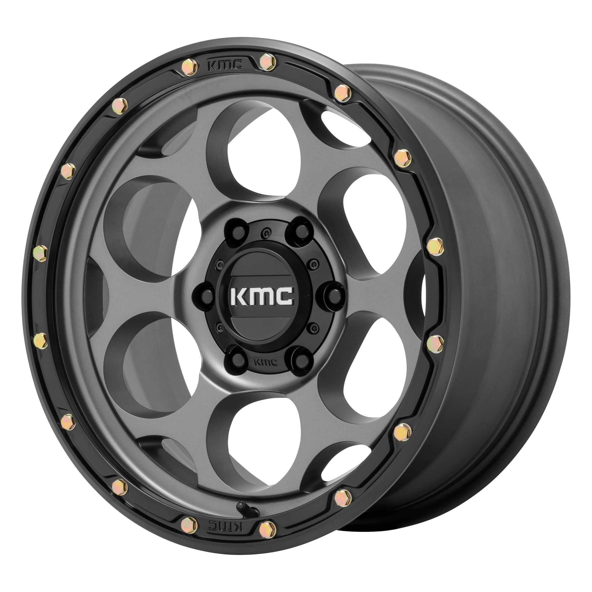 KMC KM541 DIRTY HARRY Satin Gray W/ Black Lip Alloy Wheels