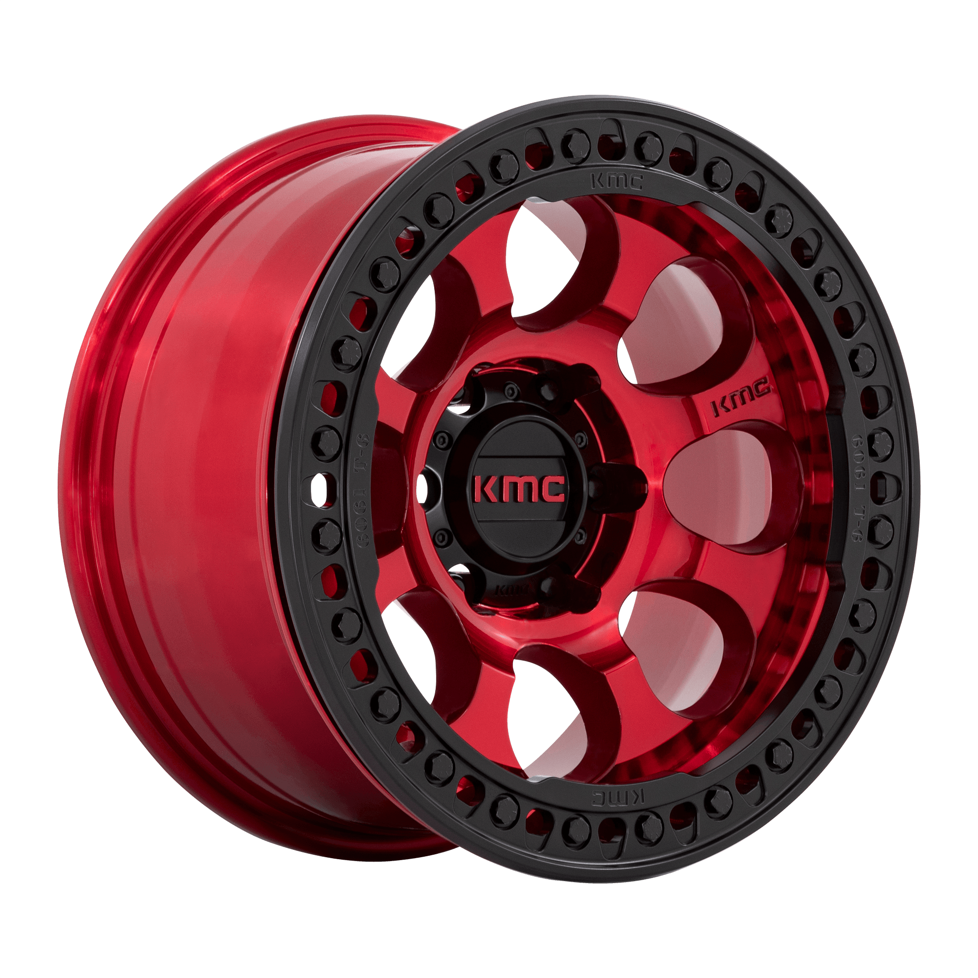 KMC KM237 RIOT BEADLOCK Candy Red W/ Satin Black Ring Alloy Wheels