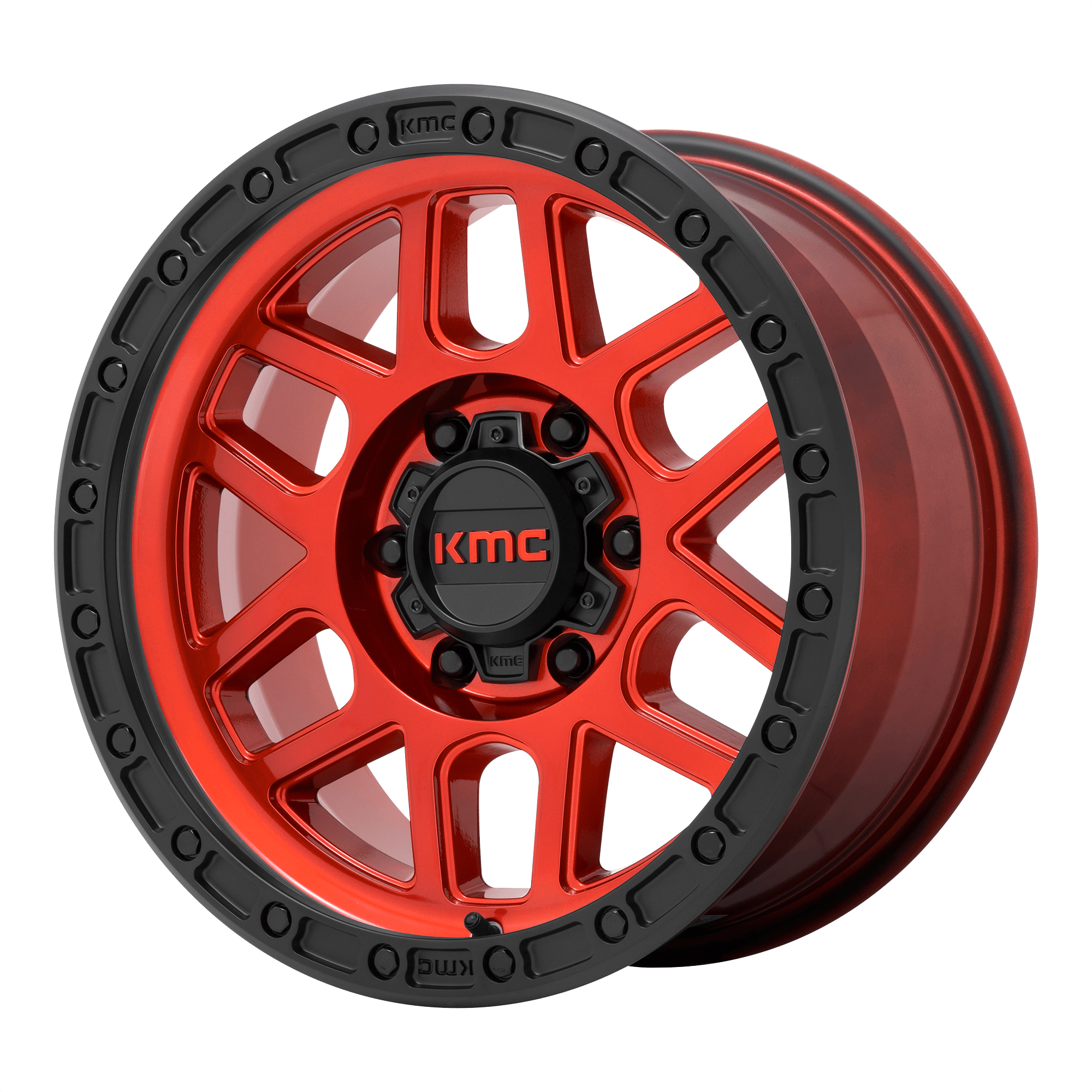 KMC KM544 MESA Candy Red W/ Black Lip Alloy Wheels