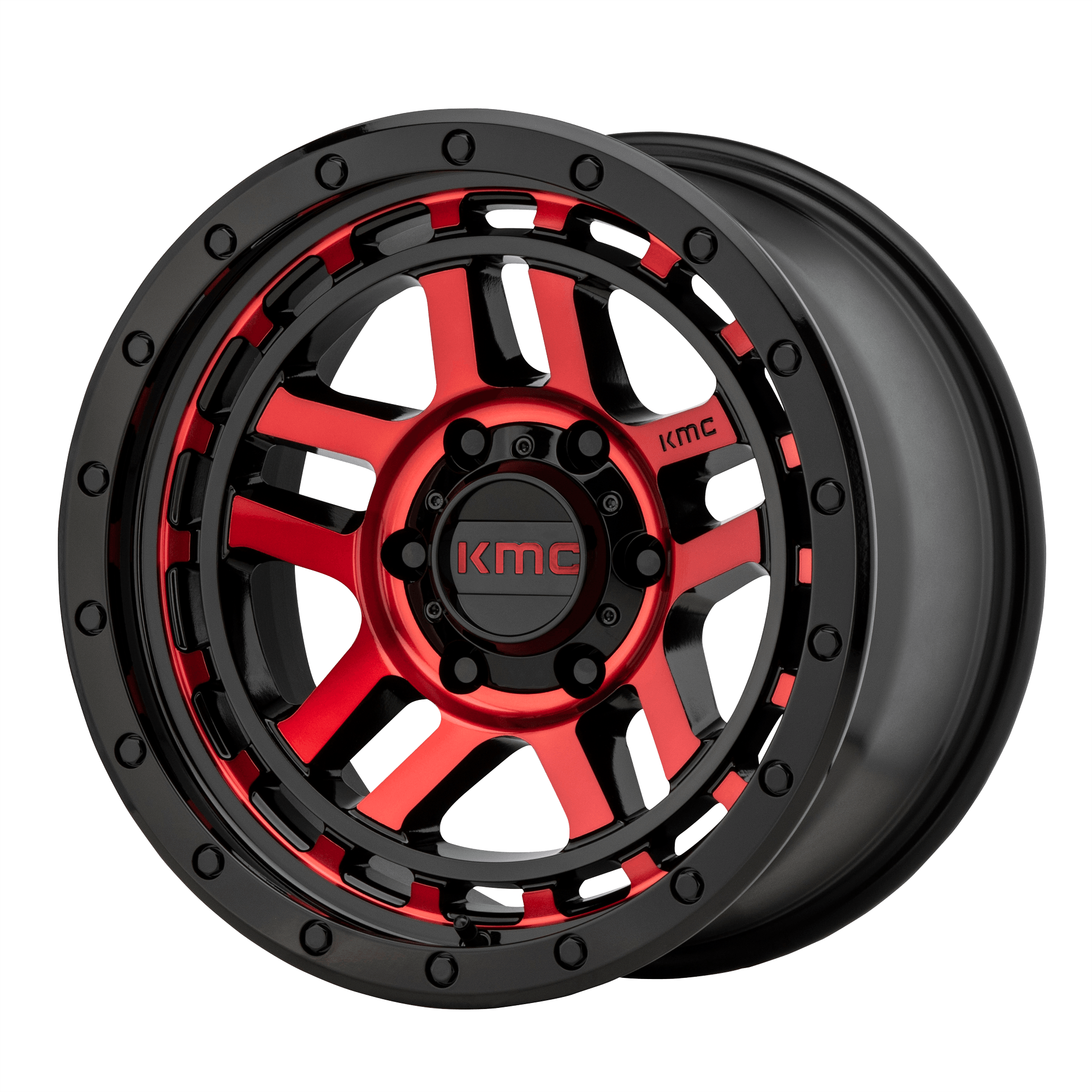 KMC KM540 RECON Gloss Black Machined W/ Red Tint Alloy Wheels