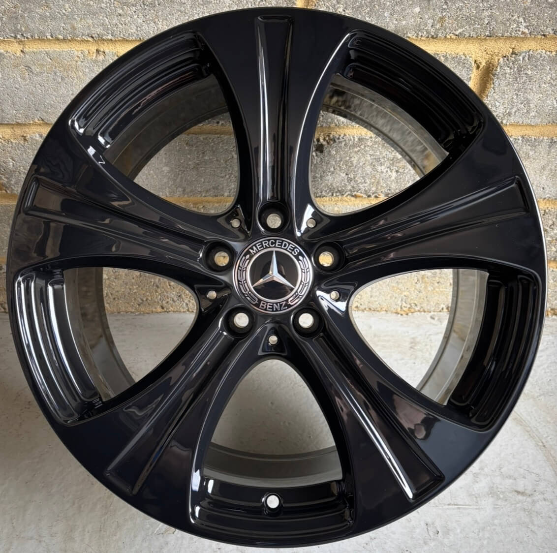 Mercedes OEM 5 Spoke 4 Gloss Black Alloy Wheels