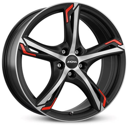 Ronal R62 red - Matt Jet Black Polished alloy wheel