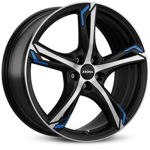 Ronal R62 blue Matt Jet Black Polished Alloy Wheels