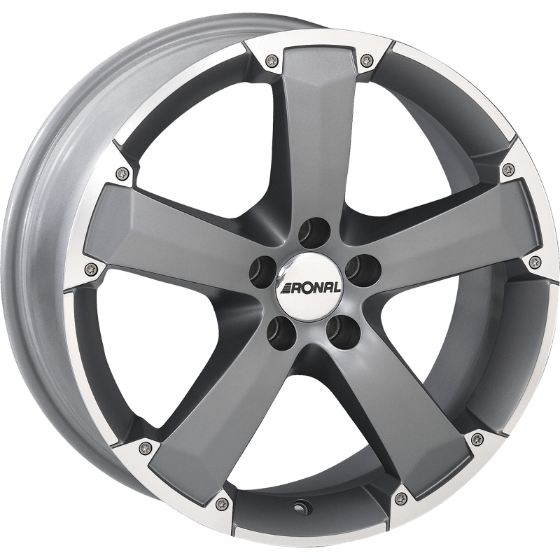 Ronal R47 - Matt Titanium Polished Lip alloy wheel