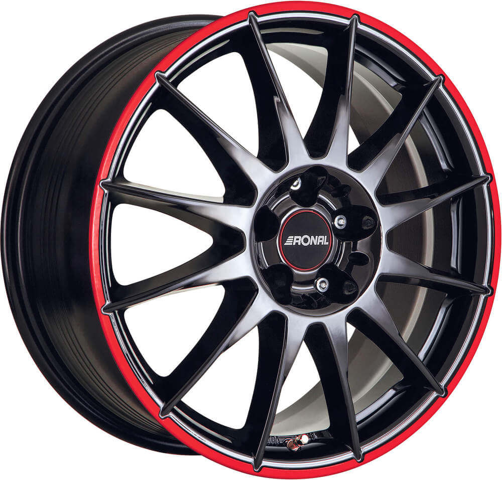 Ronal R54 MCR - Jet Black / Red Rim alloy wheel