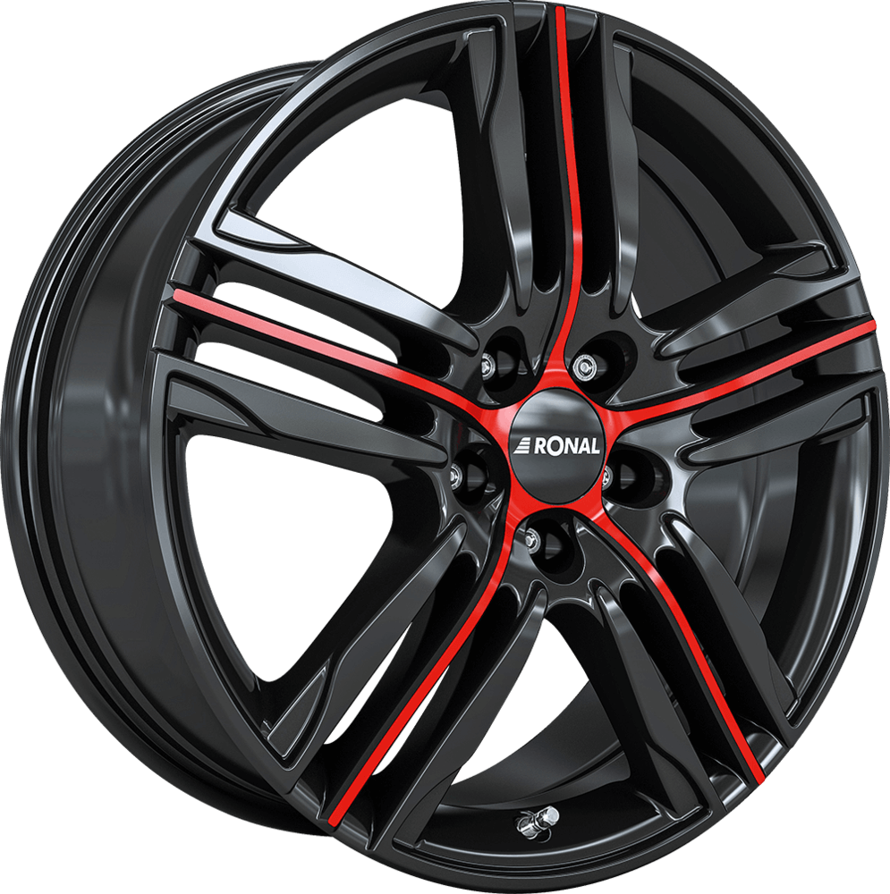 Ronal R57 MCR - Jet Black / Red Spokes alloy wheel