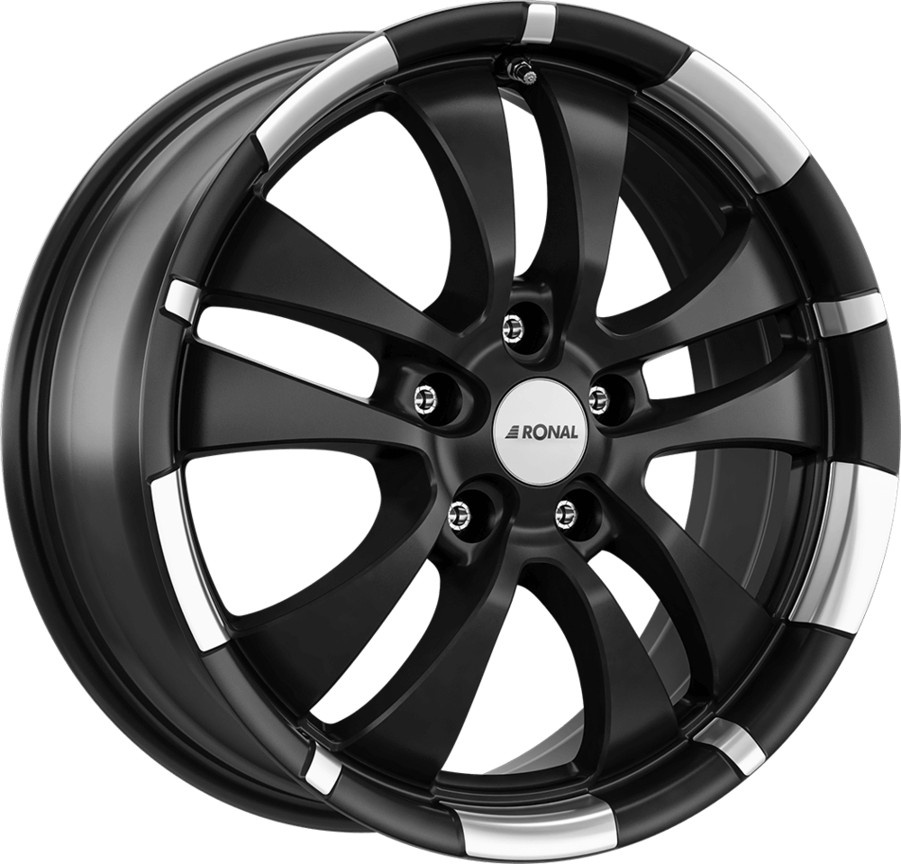 Ronal R59 - Matt Jet Black Polished Lip alloy wheel
