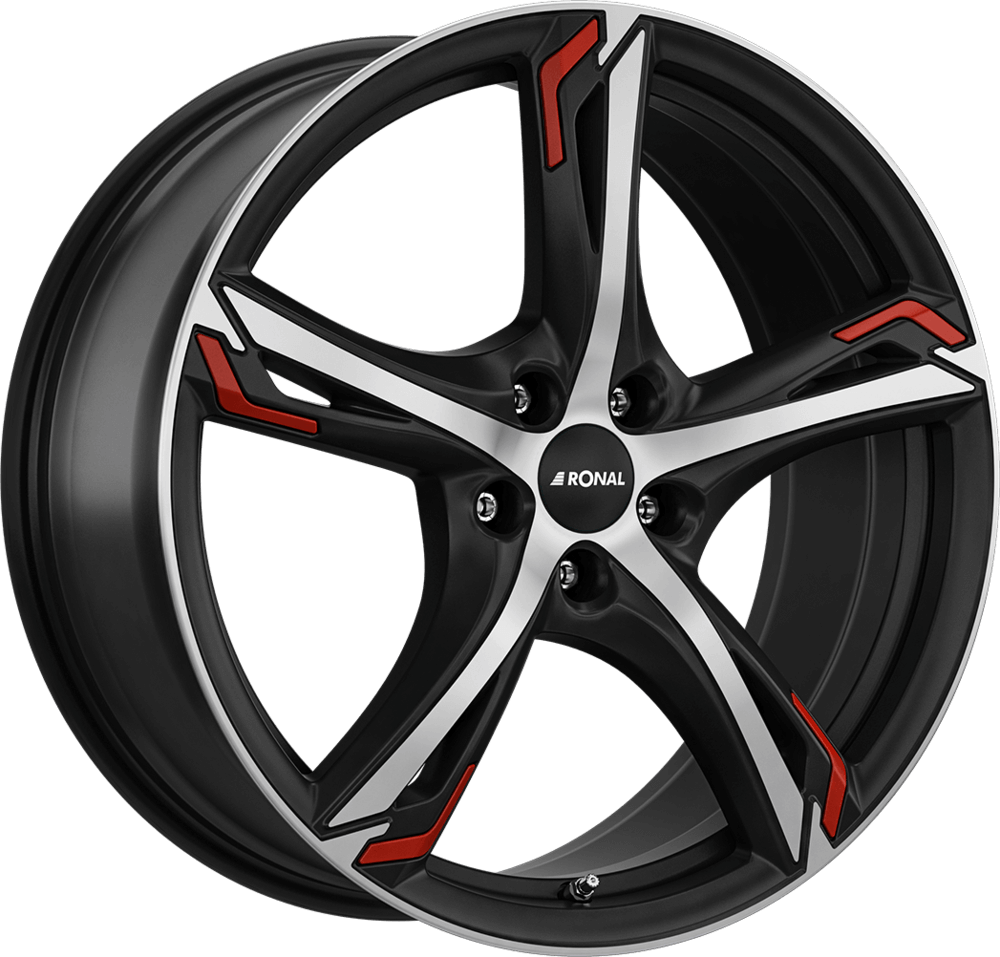 Ronal R62 Red - Matt Jet Black Polished Red Highlights alloy wheel