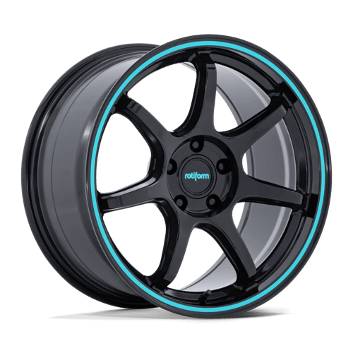 Rotiform RC208 BPU - Gloss Black W/ Teal Stripe alloy wheel