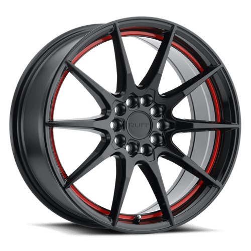 RUFF SPEEDSTER - Gloss Black W/ Red Stripe alloy wheel