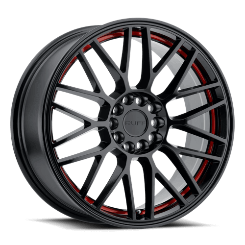 RUFF OVERDRIVE - Gloss Black W/ Red Inner Lip alloy wheel