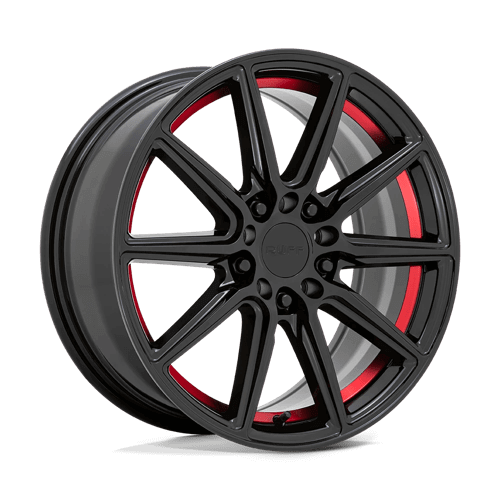 RUFF THROTTLE - Gloss Black W/ Machined Red Inner Lip alloy wheel