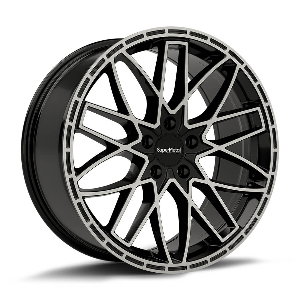 Supermetal Vane Alloy Wheel 20" x 8" ET55 Gloss Black Polish