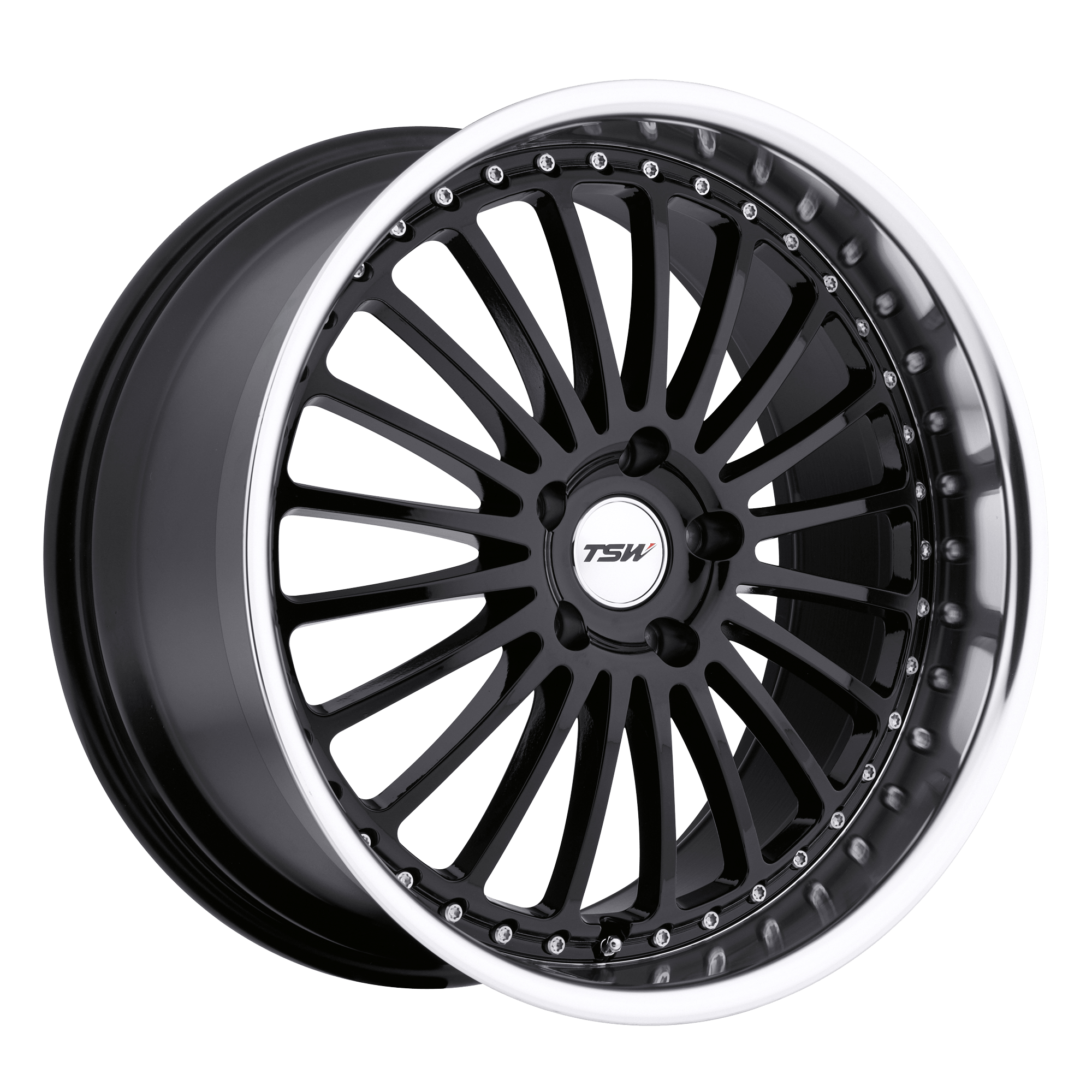 TSW SILVERSTONE Gloss Black W/ Mirror Cut Lip Alloy Wheels