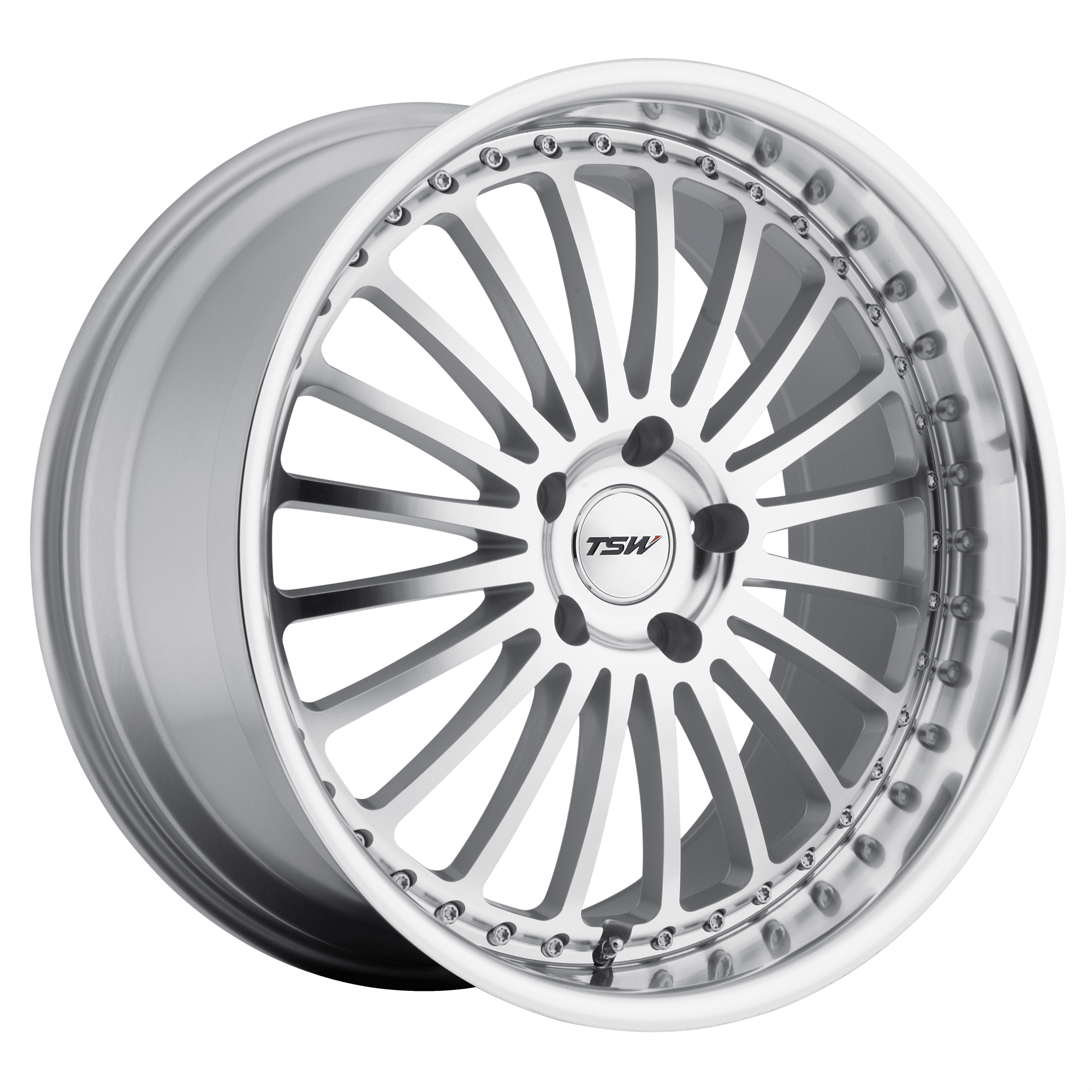 TSW SILVERSTONE Silver W/ Mirror Cut Face & Lip Alloy Wheels
