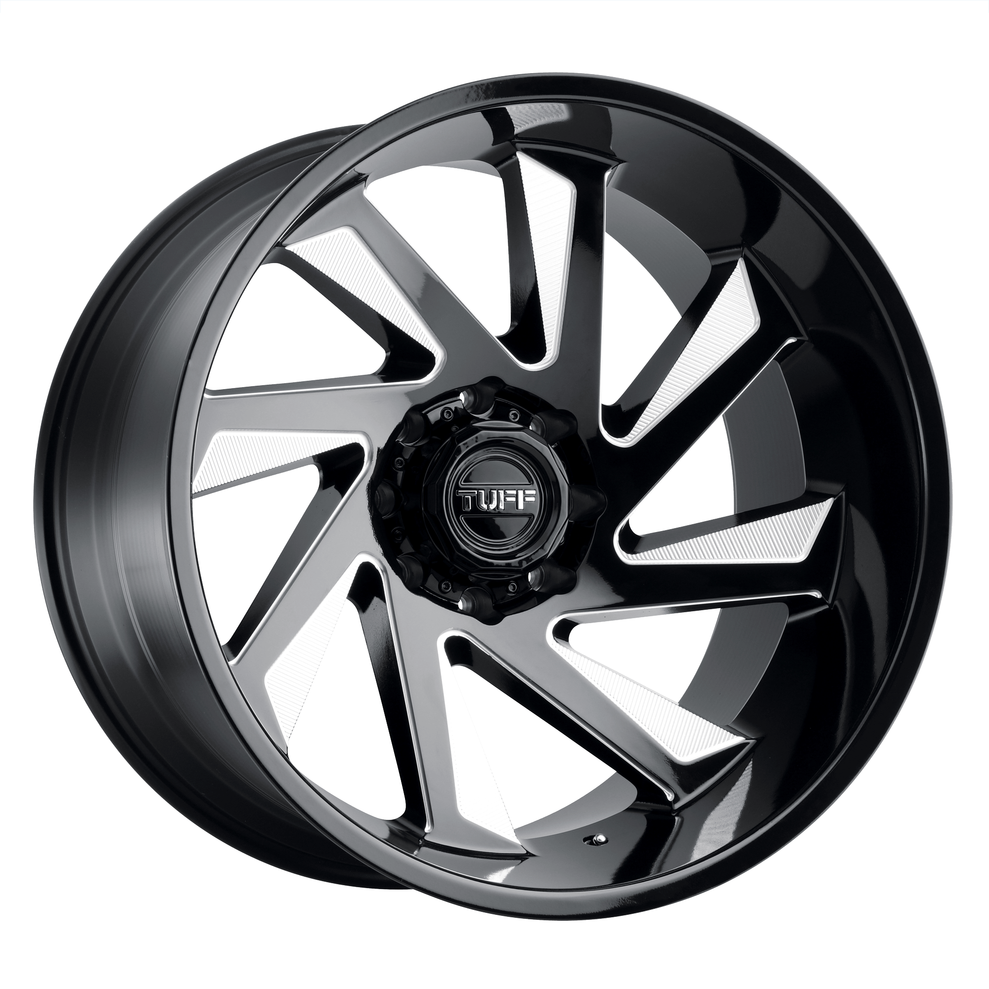 TUFF T1B Gloss Black Milled Alloy Wheels