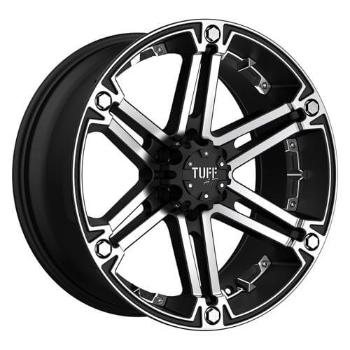 TUFF T01 - Flat Black W/ Machined Face And Chrome Inserts alloy wheel