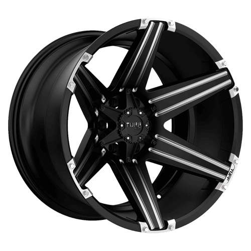 TUFF T12 - Satin Black W/ Milled Spokes And Brushed Inserts alloy wheel