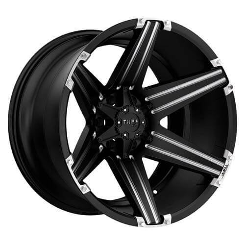 TUFF T12 - Satin Black W/ Milled Spokes alloy wheel