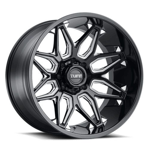 TUFF T3B - Gloss Black W/ Milled Spokes alloy wheel