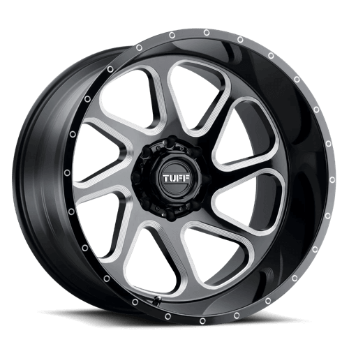 TUFF T2B - Gloss Black W/ Milled Spokes alloy wheel