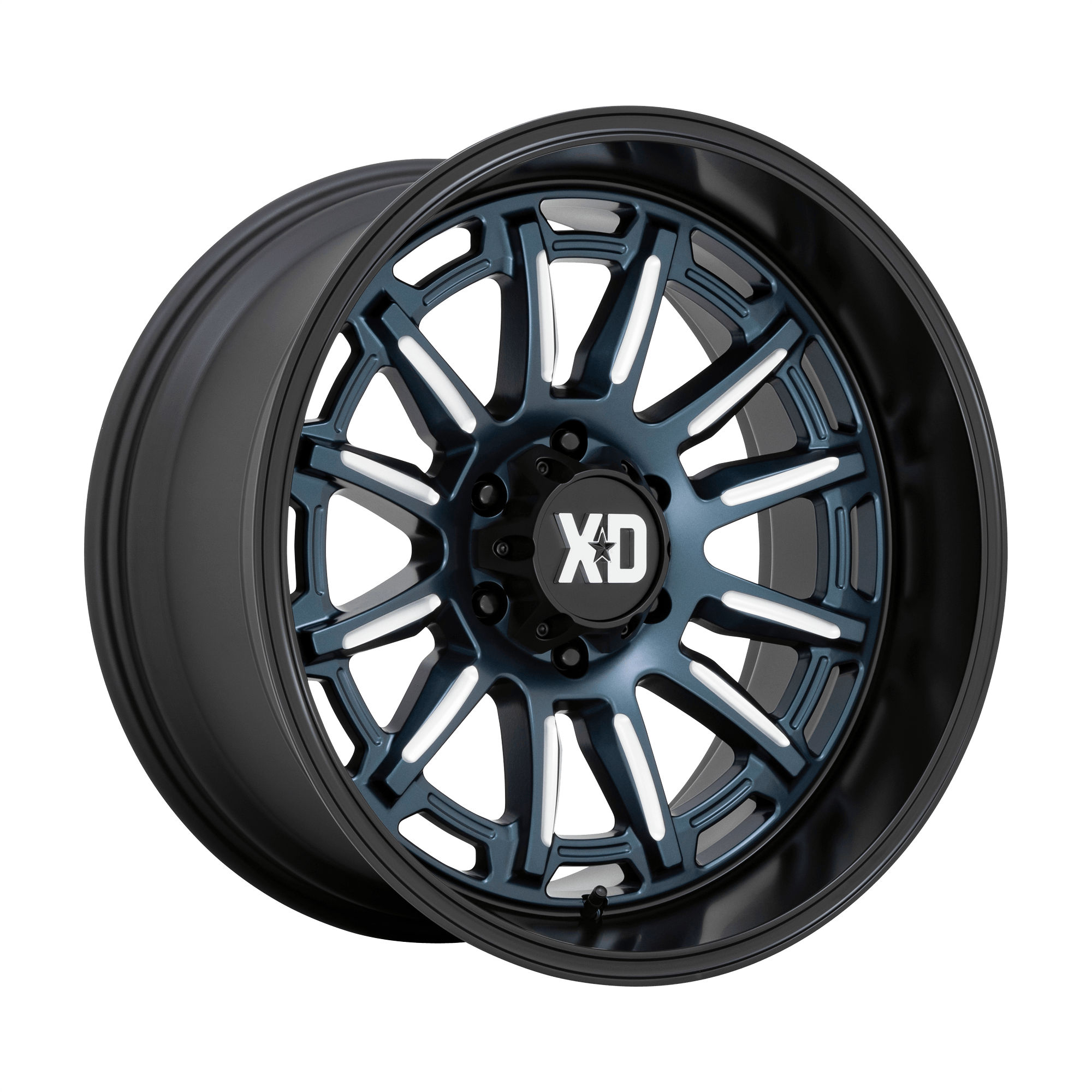 XD XD865 PHOENIX - Metallic Blue Milled W/ Black Lip alloy wheel
